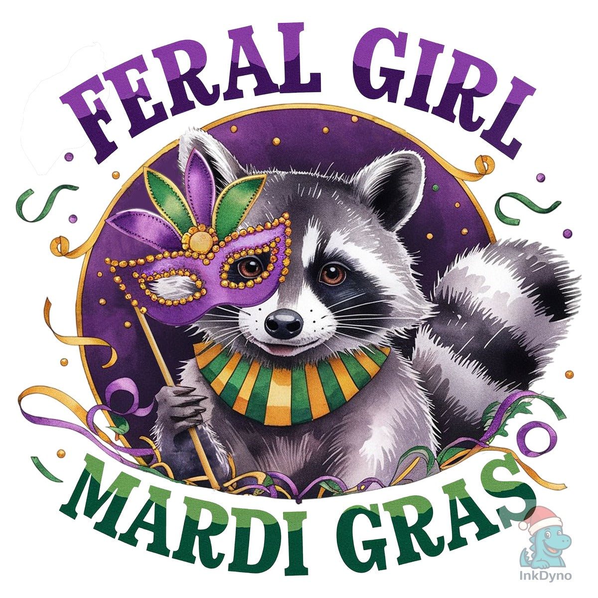 Feral Girl Mardi Gras Funny Raccoon