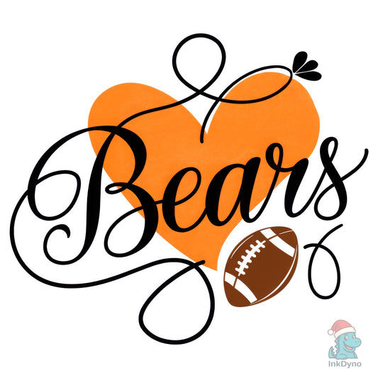 Bears Orange Heart Football Mascot - DTF Transfer