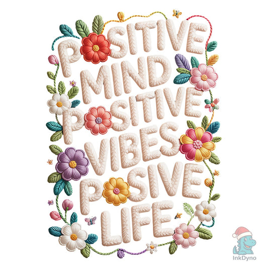 Faux Yarn Positive Vibes Tee - DTF Transfer