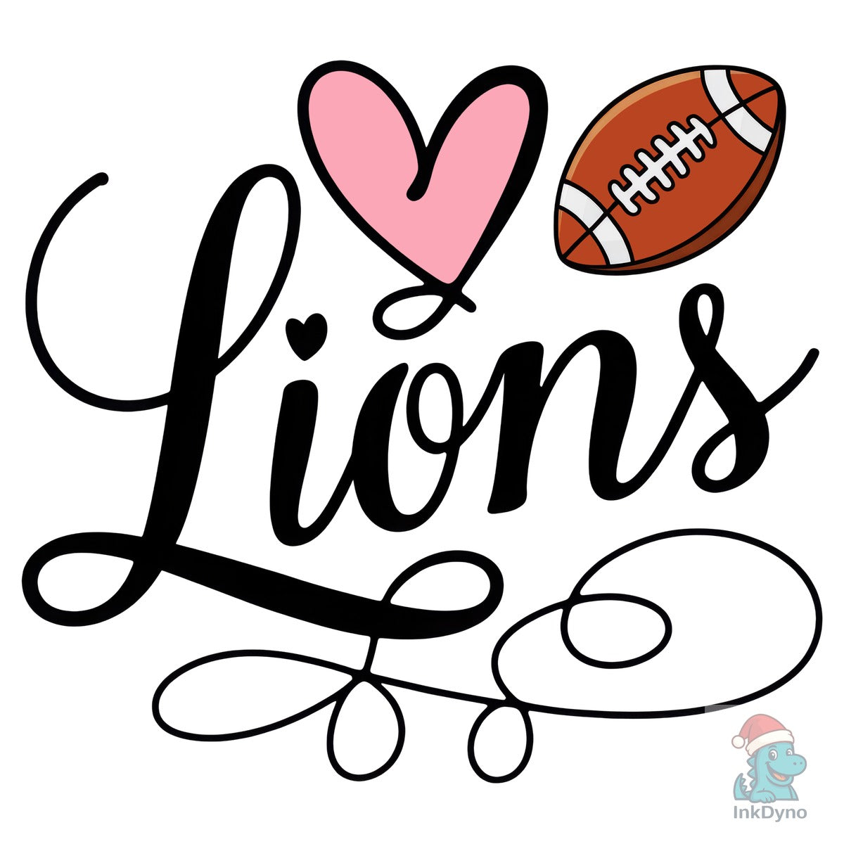 Lions Football Mascot Pink Heart
