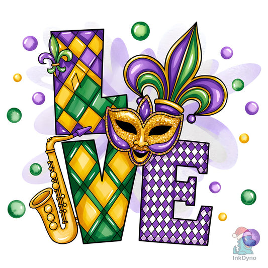 Love Mardi Gras Louisiana - DTF Transfer