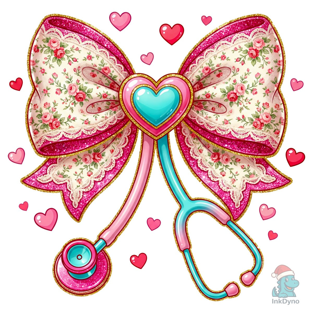 Nurse Bow Stethoscope Valentine