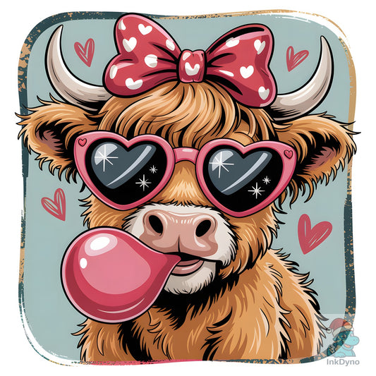 Highland Cow Valentine Coquette - DTF Transfer