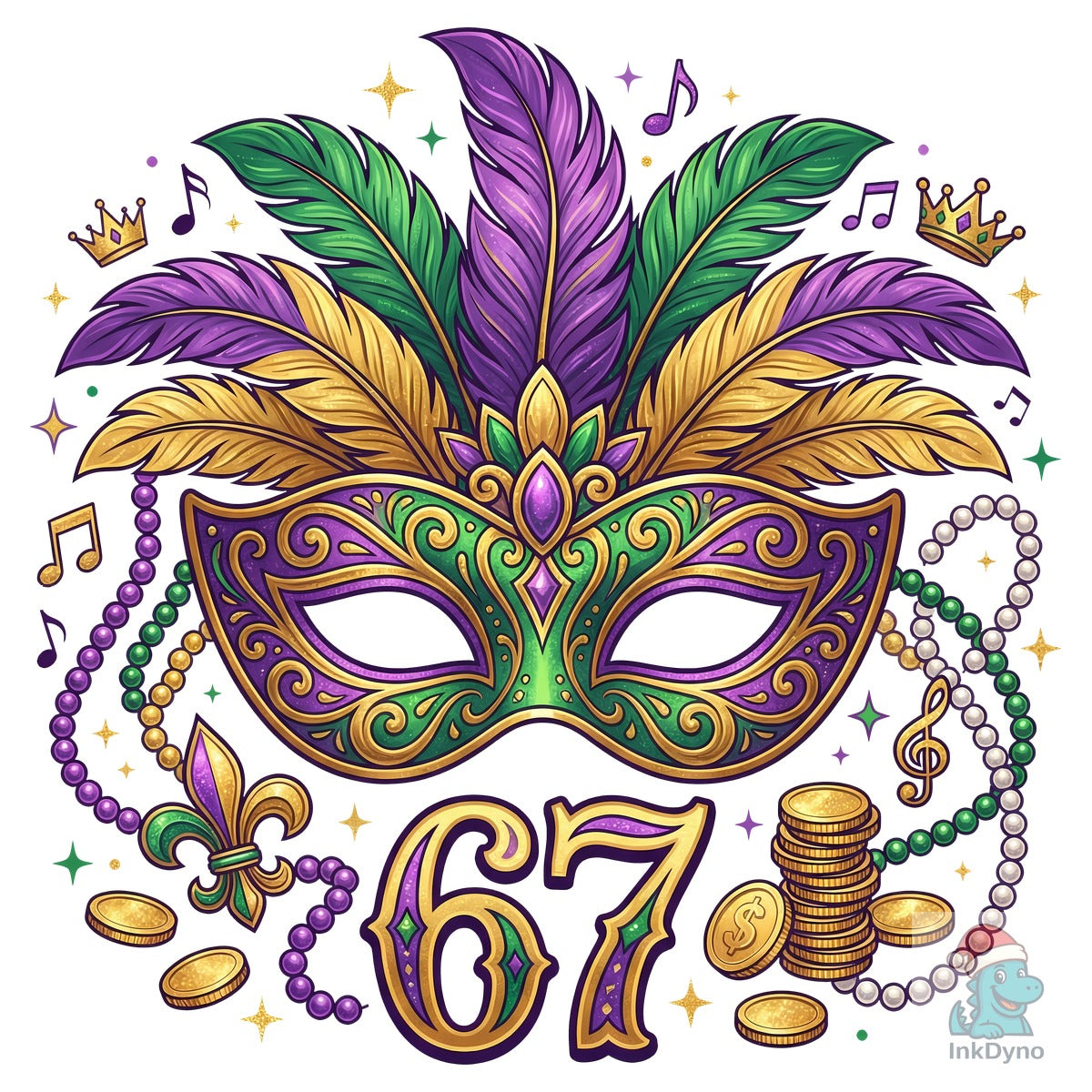 Six Seven 67 Mardi Gras Meme Sublimation