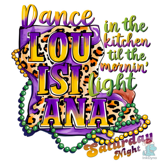 Mardi Gras Louisiana Map - DTF Transfer
