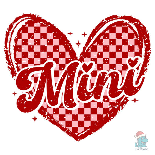 Mini Checkered Heart Valentine - DTF Transfer