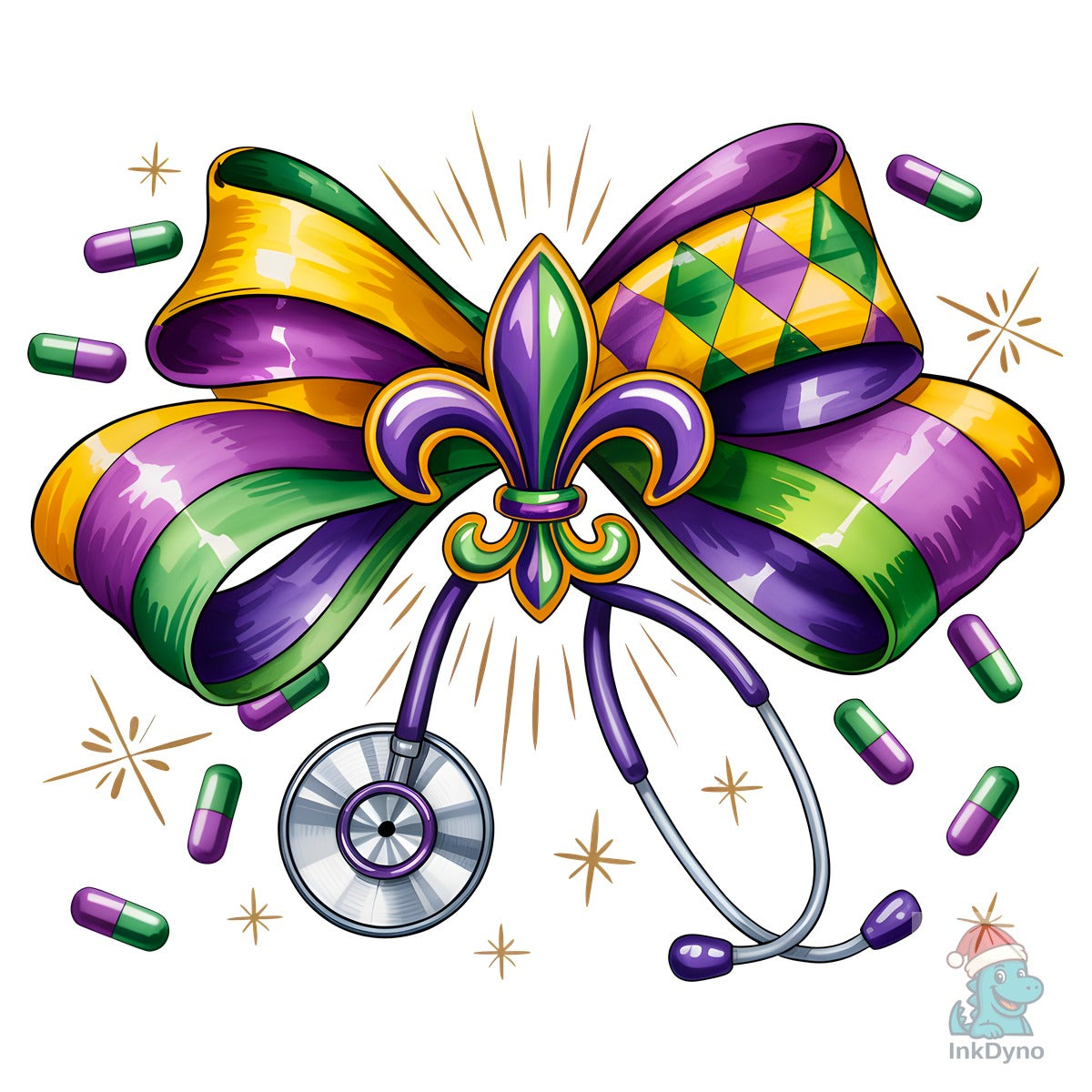 Mardi Gras Nurse Coquette Bow