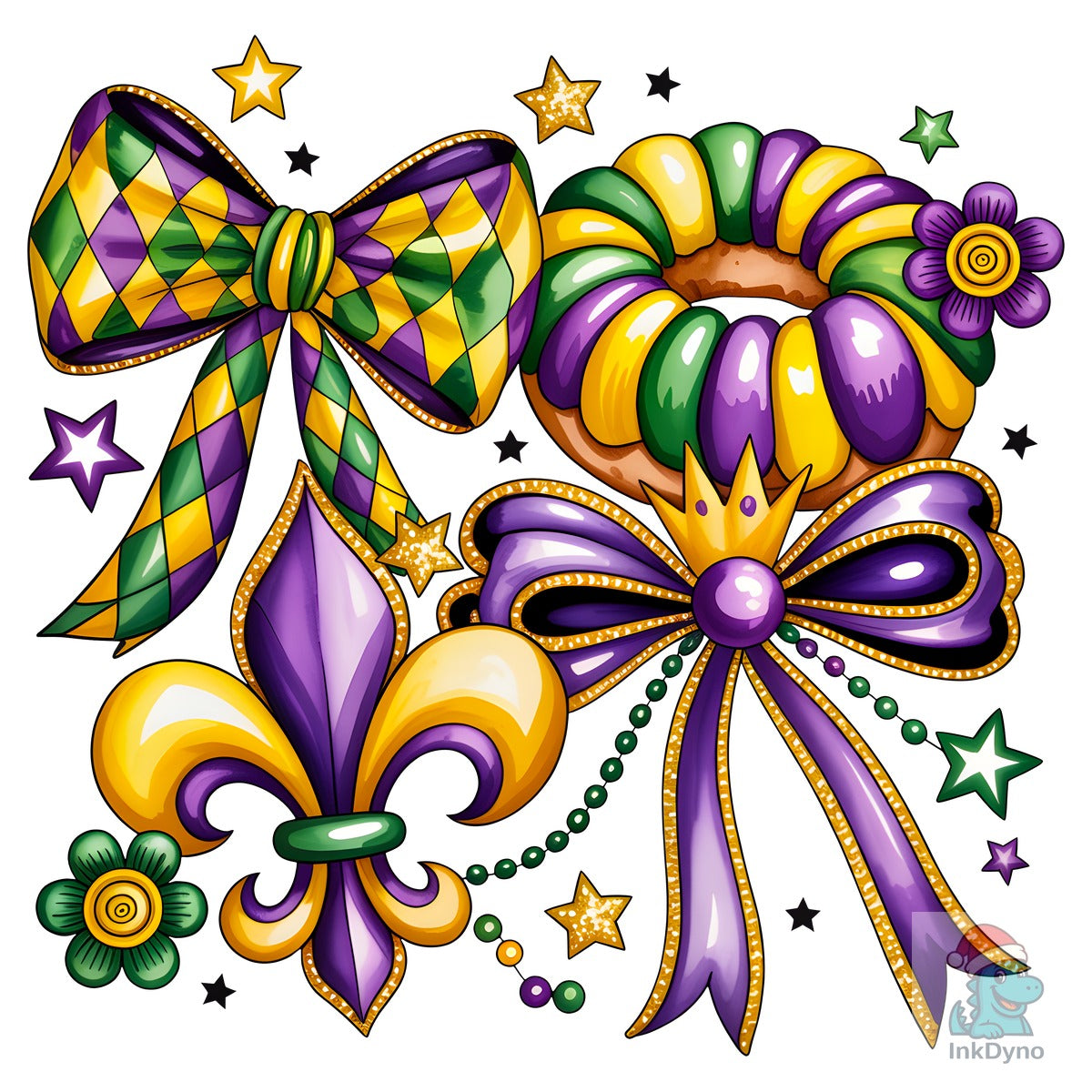 Mardi Gras Coquette Fleur-de-Lis Bow
