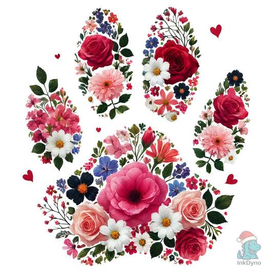 Floral Paw Print Watercolor Flower - DTF Transfer