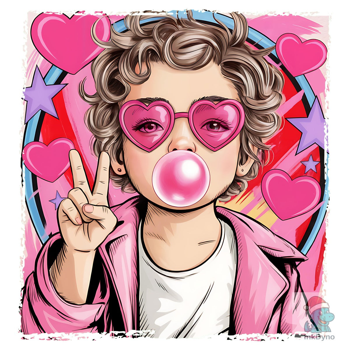 Retro Cupid Blowing Bubble Valentine