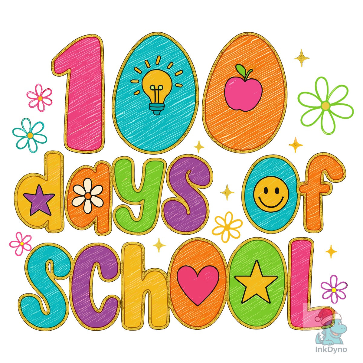 Colorful Teacher 100 Days of School