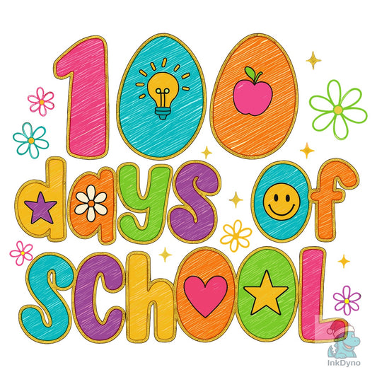 Colorful Teacher 100 Days of School - DTF Transfer