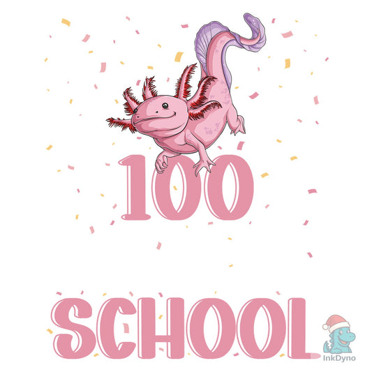 Cute Pink Axolotl 100 Days of School - DTF Transfer
