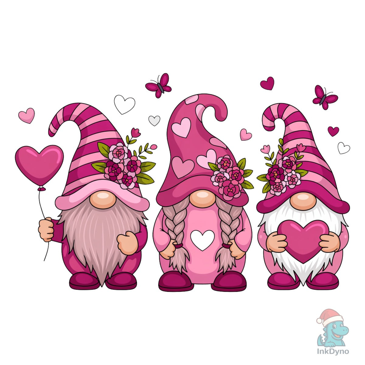 Valentine Gnome Cute Pink Trio Gnome