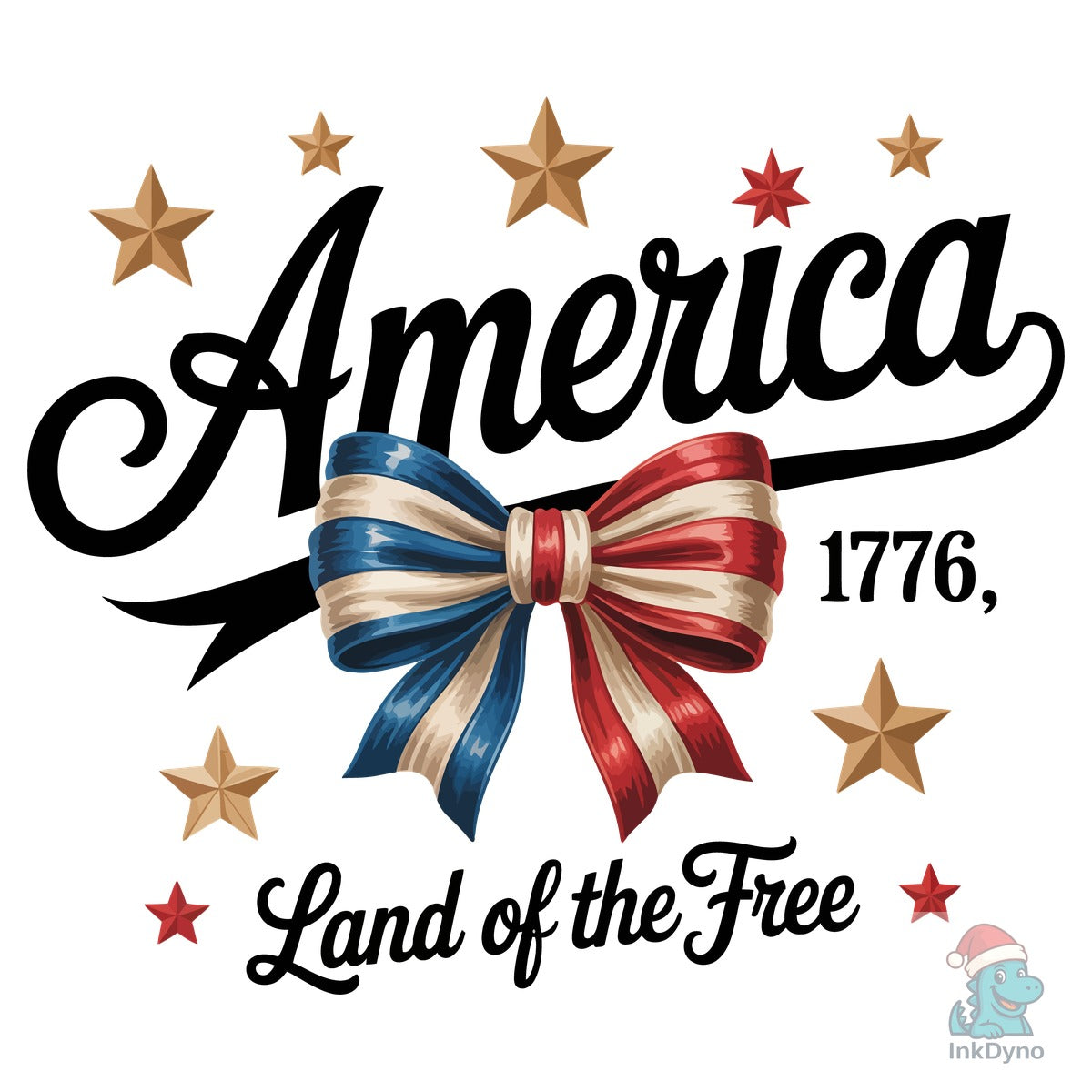Patriotic Ribbon Bow with Gold Stars