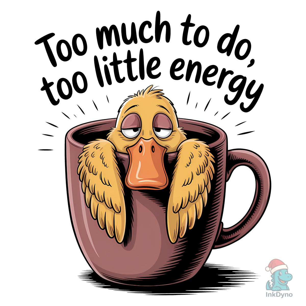 Tired Worker Duck in Tea Cup
