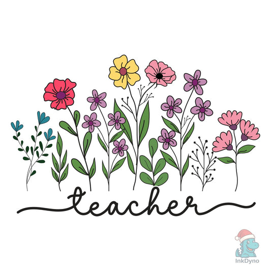 Flower Teacher Boho Floral Teacher - DTF Transfer
