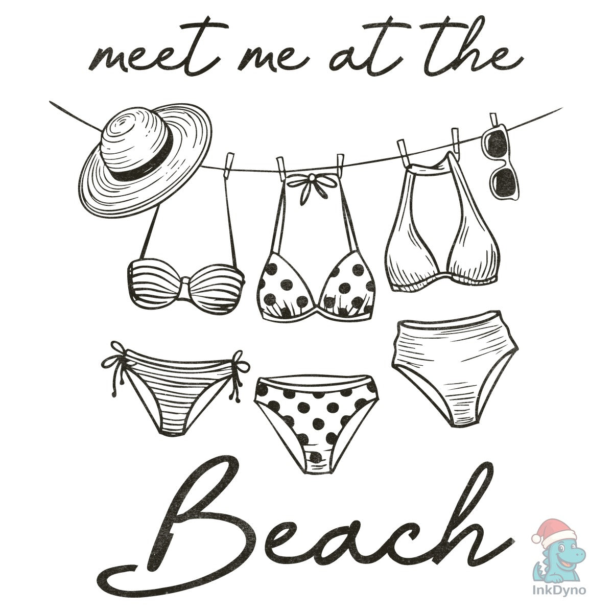 Retro Summer Beach Bikini Doodles