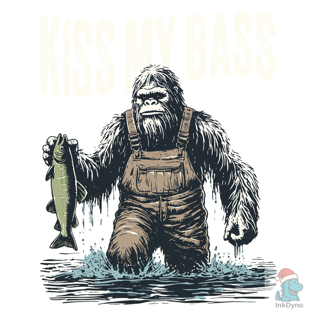 Kiss My Bass Funny Bigfoot Fishing Shirt