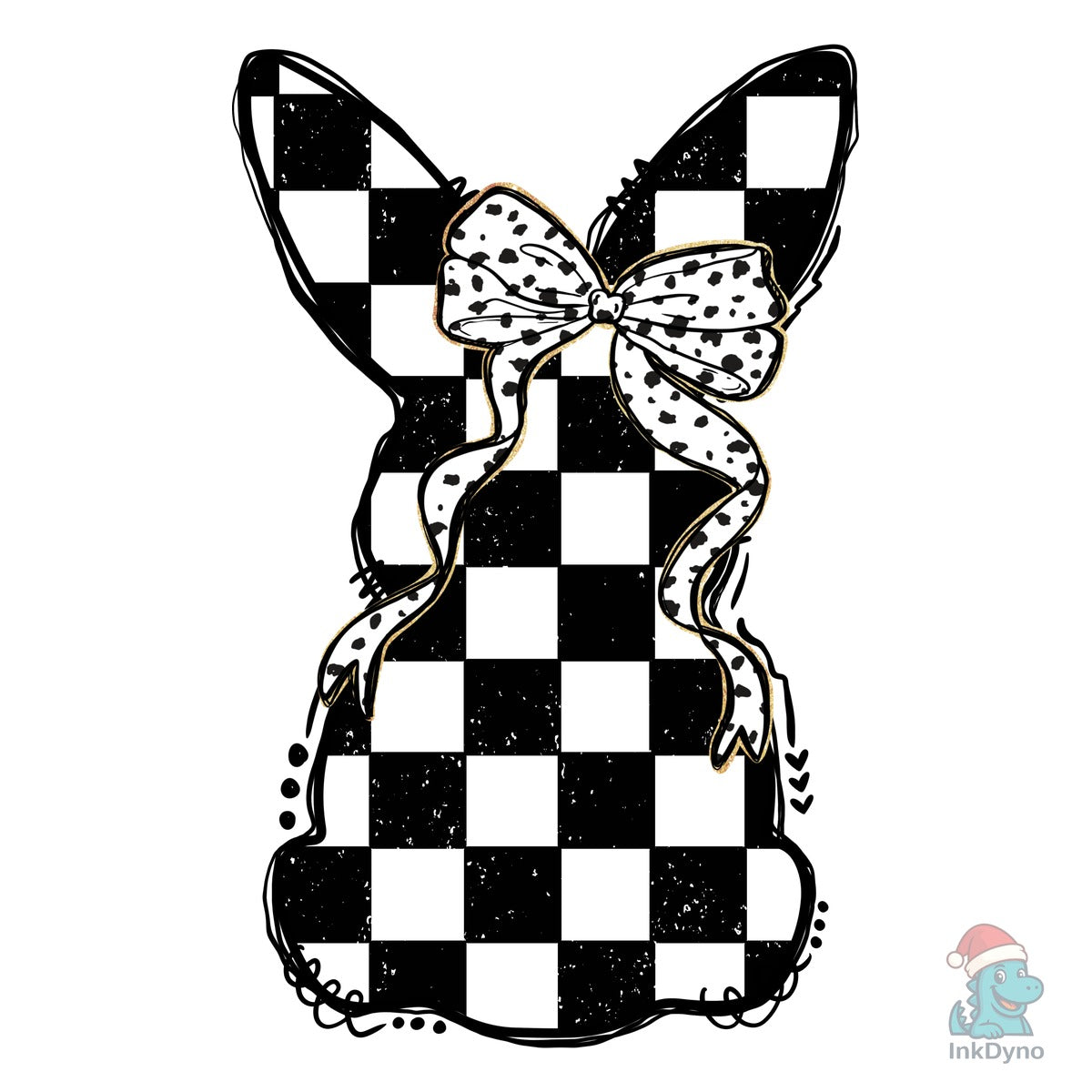 Bunny Checkered Easter Spring Bow Doodle