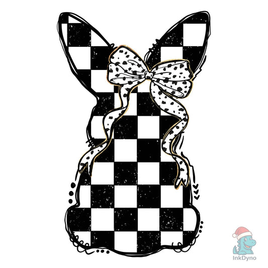 Bunny Checkered Easter Spring Bow Doodle - DTF Transfer