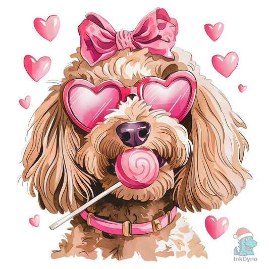 Cute Golden Doodle Coquette Valentines - DTF Transfer