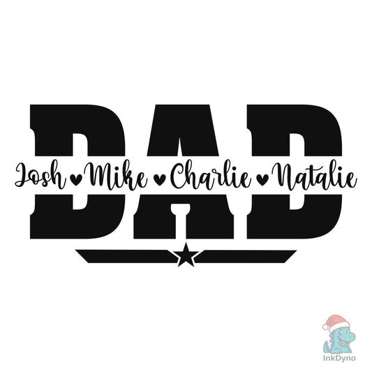 Dad Split Name Frame - DTF Transfer