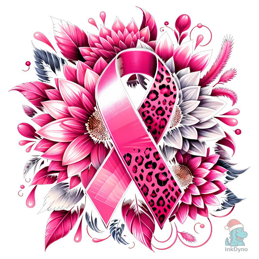 Pink Ribbon Floral Heat - DTF Transfer