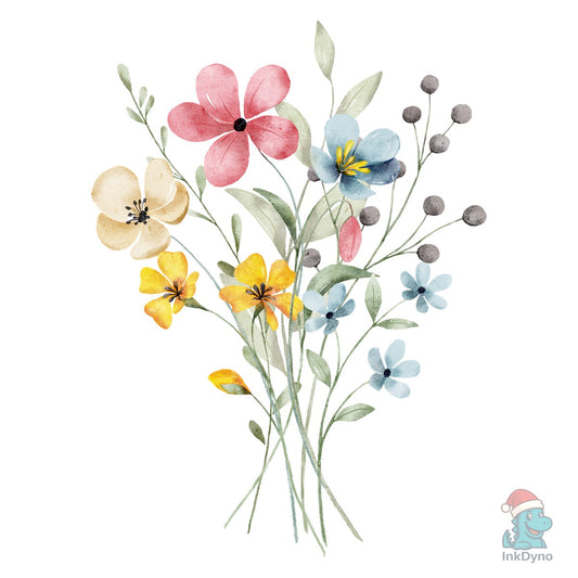 T-shirt Design with Wild Flowers. - DTF Transfer