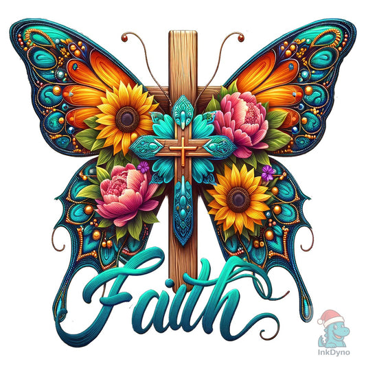 Faith Butterfly Cross - DTF Transfer