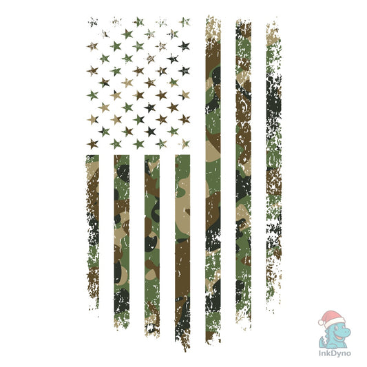 Camo American Flag T-Shirt Graphic - DTF Transfer