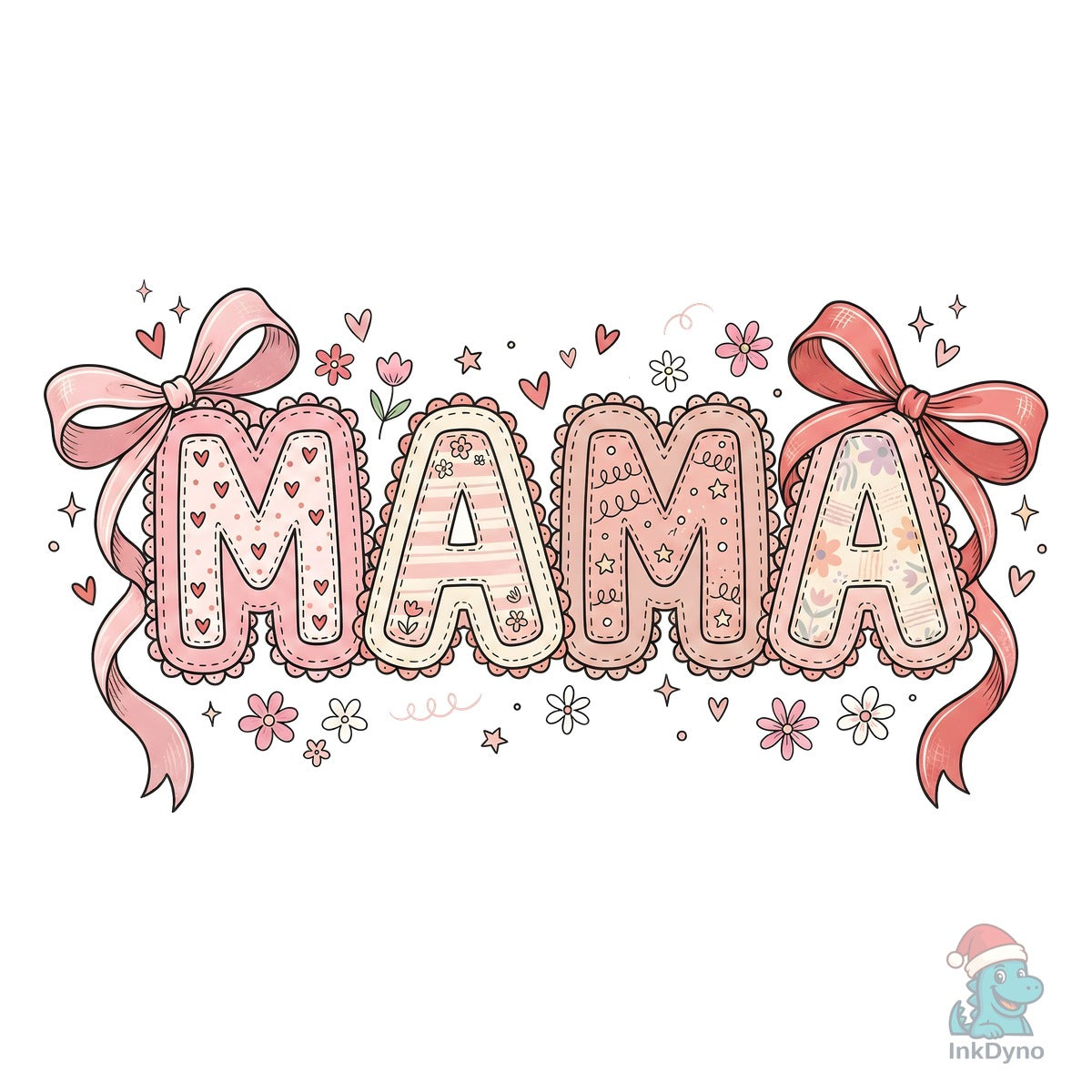 Mama Pink Bow Floral Cute