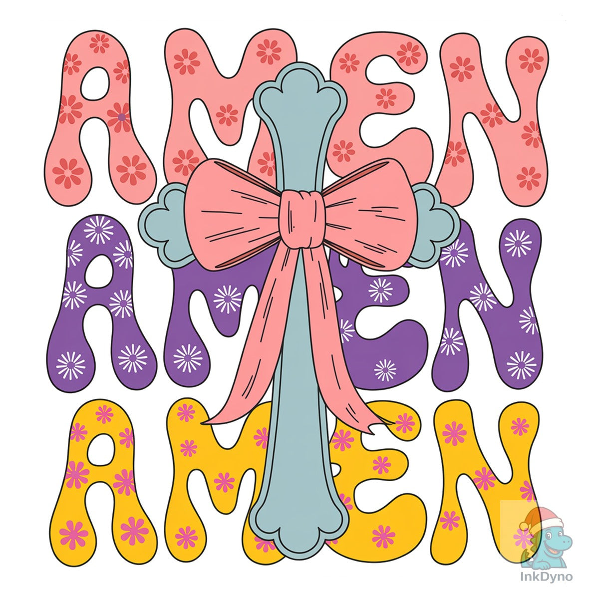 Retro Floral Amen Christian Easter