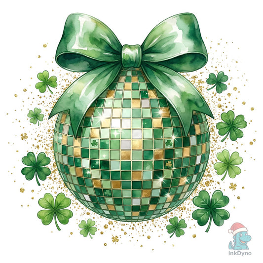 St Patrick Disco Ball Shamrock - DTF Transfer