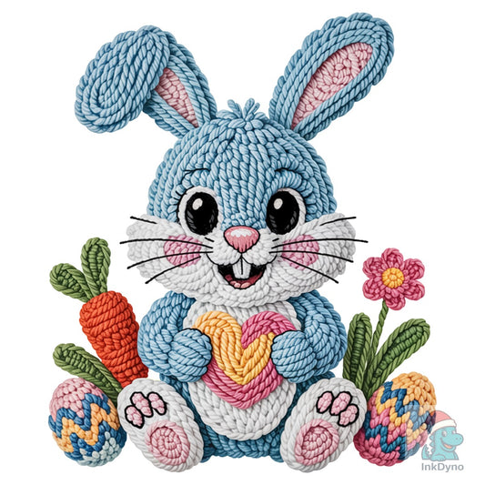 Happy Easter Boy Bunny Faux Yarn - DTF Transfer