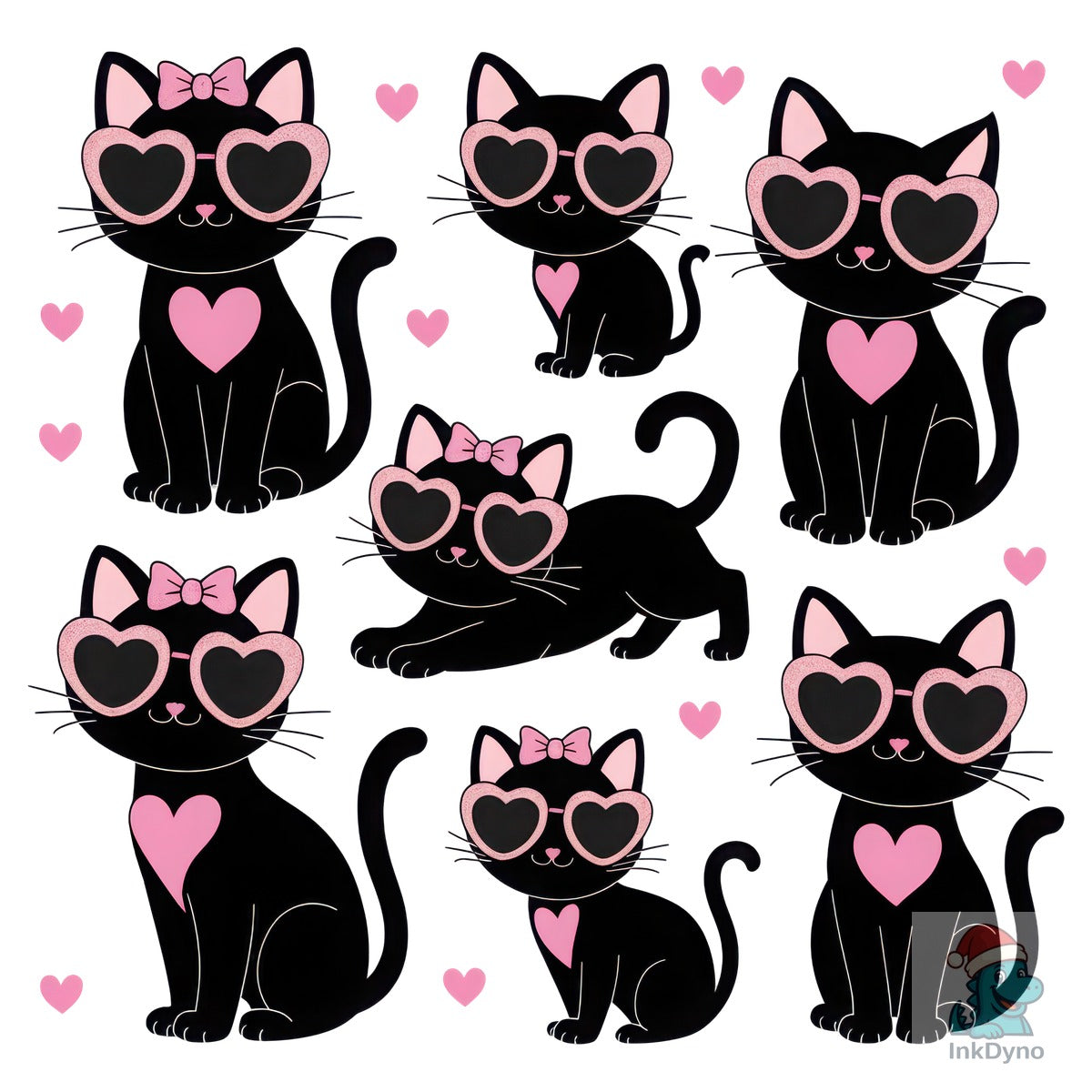 Black Cat Lover Kitten Hearts