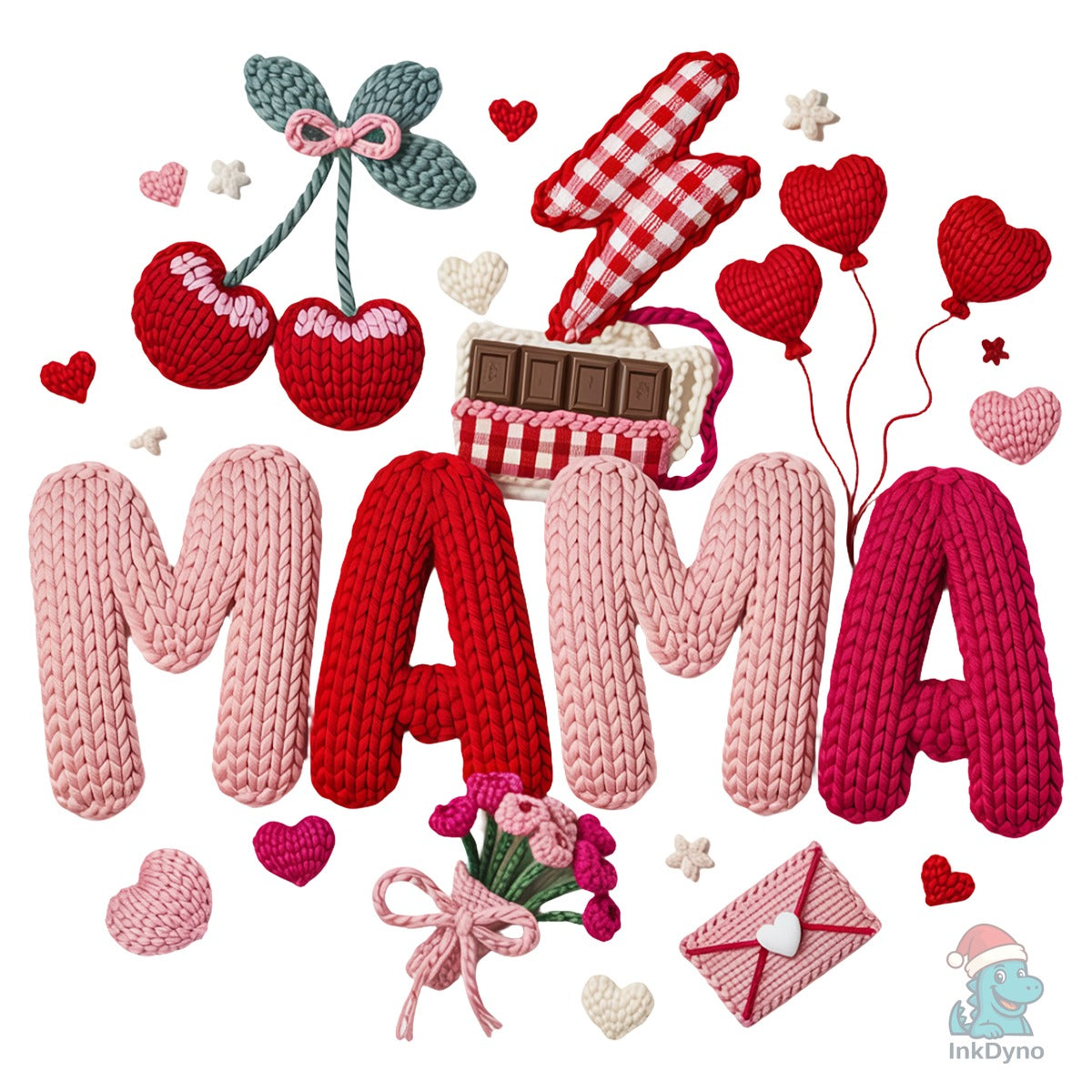 Cherry Faux Yarn Mama Lover Heart Shirt
