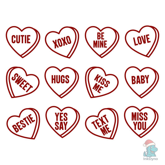 Valentine Candy Hearts Love - DTF Transfer