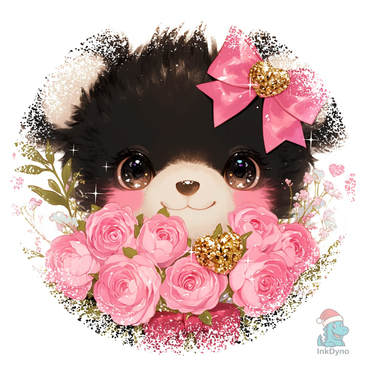 Black Bear Valentine Round Tshirt