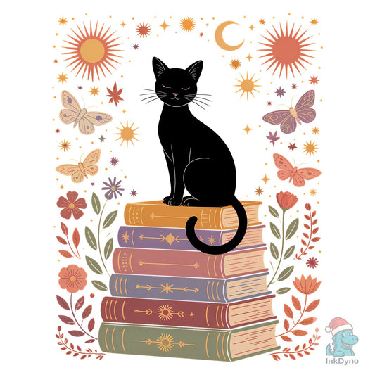 Creepy Book Lover Cat Aesthetic Shirt - DTF Transfer