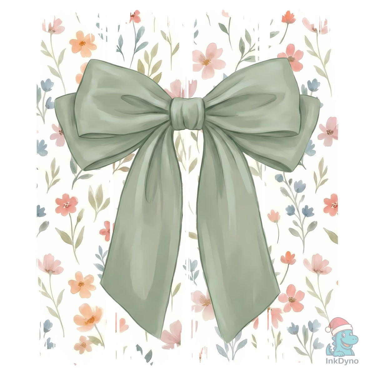 Sage Green Floral Bow Watercolor