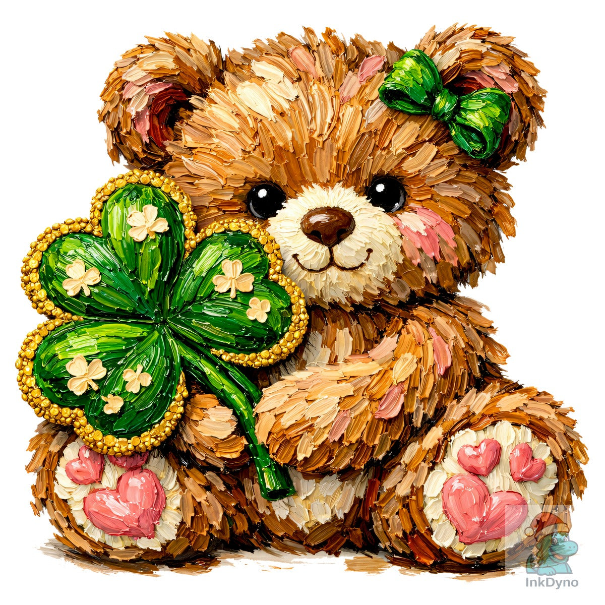 Oil Paint Shamrock Bear Sublimation