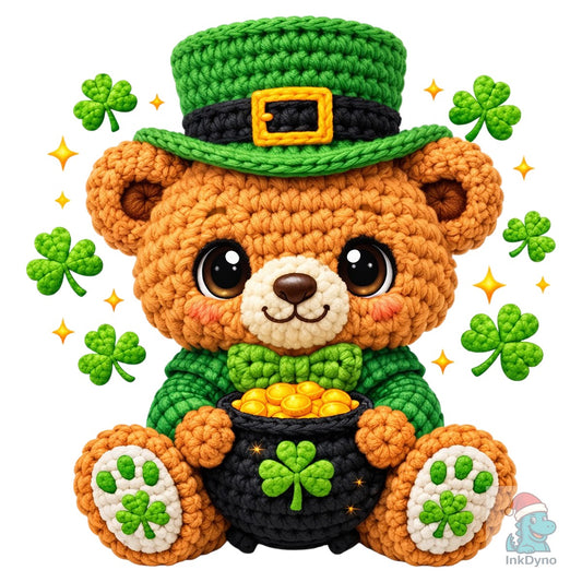 Crochet St. Patrick's Day Teddy Bear - DTF Transfer