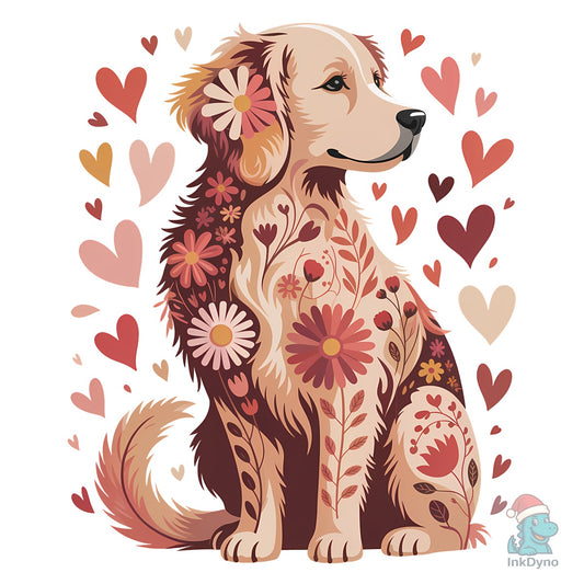Valentine Golden Retriever Sublimation - DTF Transfer