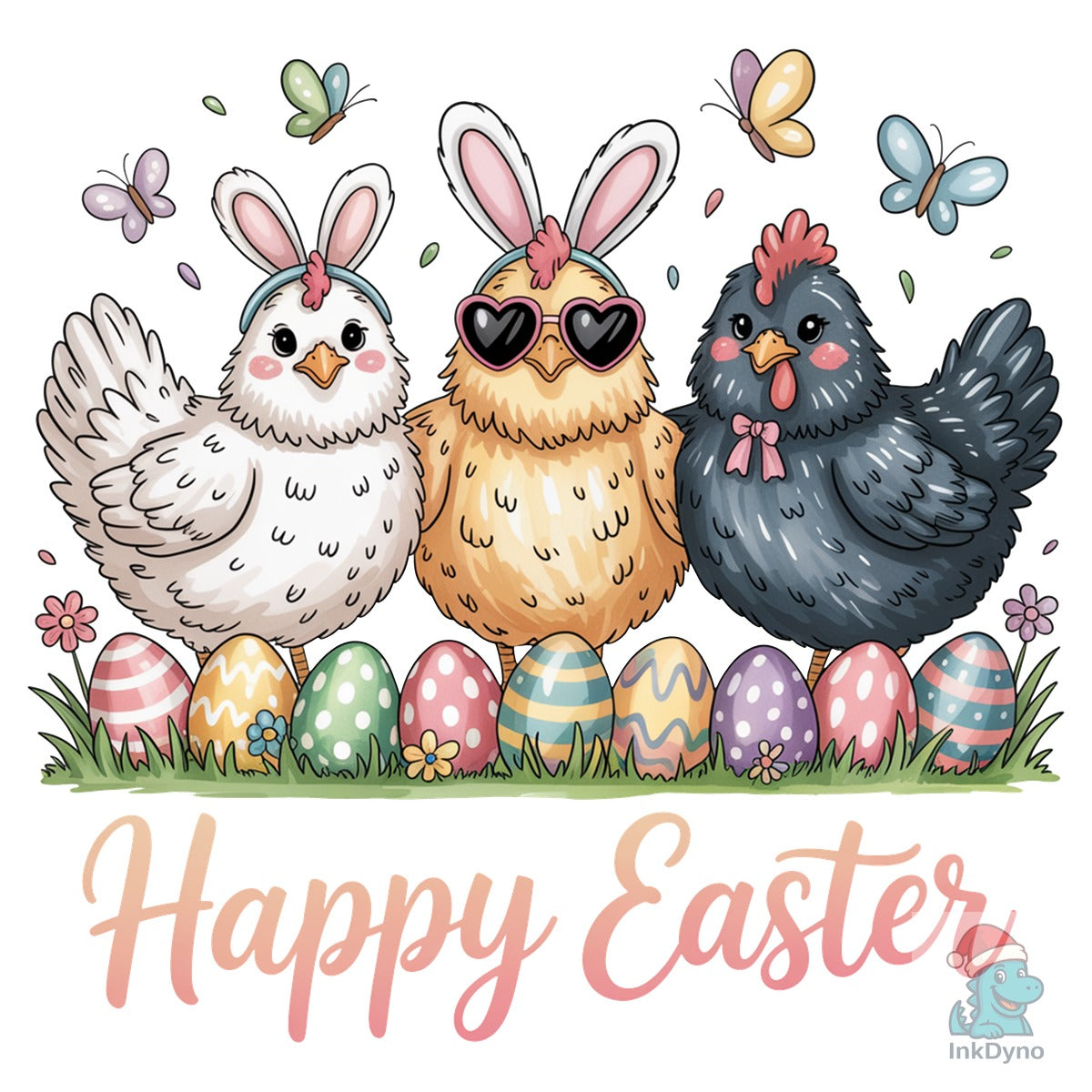 Happy Easter Day Chicken Bunny
