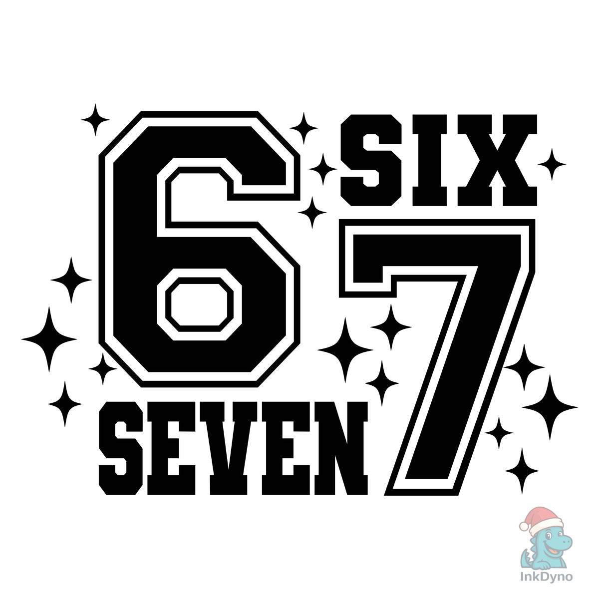 Six Seven with Sparkles Varsity Font