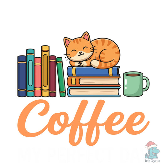 Cats Books Coffee Perfect Day T-Shirt - DTF Transfer