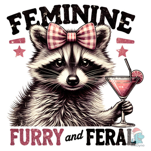 Raccoon Feminine Furry and Feral - DTF Transfer