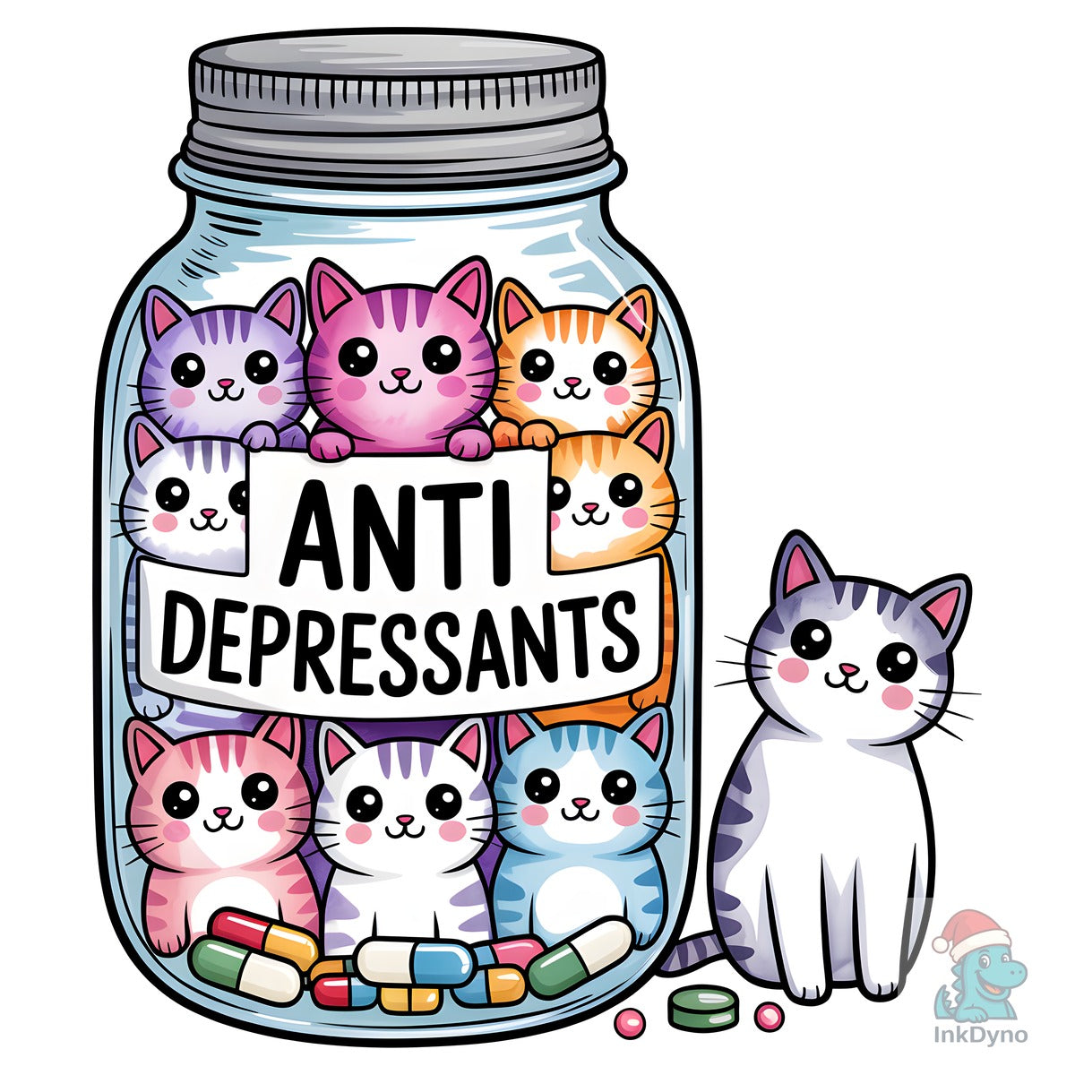 Antidepressants Cats in Pill Jar