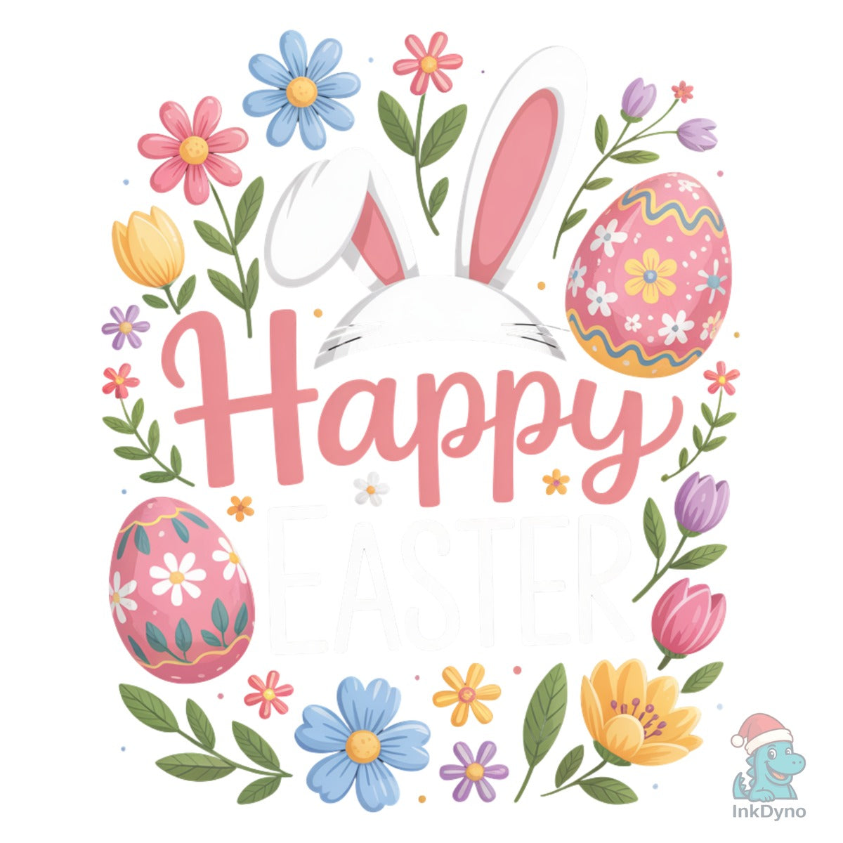 Happy Easter Floral Cute Bunny